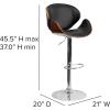 Flash Furniture Farley Beech Bentwood Adjustable Height Barstool with Curved Back and Black Vinyl Seat(Walnut)