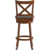 Flash Furniture Felicity Commercial Classic Crossback Barstool – Gray Walnut Wash Wood Frame – Black LeatherSoft Seat – Bar Height – 360° Swivel Seat – Footrest(Black Vinyl/Antique Oak Frame)