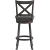 Flash Furniture Felicity Commercial Classic Crossback Barstool – Gray Walnut Wash Wood Frame – Black LeatherSoft Seat – Bar Height – 360° Swivel Seat – Footrest(Black Vinyl/Gray Wash Walnut Frame)