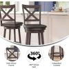 Flash Furniture Felicity Commercial Classic Crossback Barstool – Gray Walnut Wash Wood Frame – Black LeatherSoft Seat – Bar Height – 360° Swivel Seat – Footrest(Black Vinyl/Gray Wash Walnut Frame)