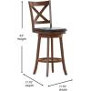 Flash Furniture Felicity Commercial Classic Crossback Barstool – Gray Walnut Wash Wood Frame – Black LeatherSoft Seat – Bar Height – 360° Swivel Seat – Footrest(Black Vinyl/Antique Oak Frame)
