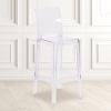 Flash Furniture Ghost Barstool with Square Back in Transparent Crystal(Pack of 1)