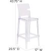 Flash Furniture Ghost Barstool with Square Back in Transparent Crystal(Pack of 1)