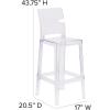 Flash Furniture Ghost Barstool with Square Back in Transparent Crystal(Set of 4)