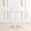 Flash Furniture Ghost Barstool with Square Back in Transparent Crystal(Set of 4)