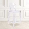 Flash Furniture Ghost Counter Stool with Tear Back in Transparent Crystal(Pack of 1)