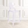 Flash Furniture Ghost Counter Stool with Tear Back in Transparent Crystal(Pack of 4)