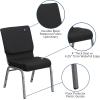 Flash Furniture HERCULES Series 18.5”W Stacking Church Chair in Black Patterned Fabric – Silver Vein Frame, 25″D x 19.25″W x 33.25″H(Black Patterned Fabric/Silver Vein Frame)