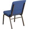 Flash Furniture HERCULES Series 18.5”W Stacking Church Chair in Black Patterned Fabric – Silver Vein Frame, 25″D x 19.25″W x 33.25″H(Blue Fabric/Gold Vein Frame)