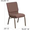 Flash Furniture HERCULES Series 18.5”W Stacking Church Chair in Black Patterned Fabric – Silver Vein Frame, 25″D x 19.25″W x 33.25″H(Brown Dot Fabric/Gold Vein Frame)