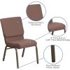 Flash Furniture HERCULES Series 18.5”W Stacking Church Chair in Black Patterned Fabric – Silver Vein Frame, 25″D x 19.25″W x 33.25″H(Brown Dot Fabric/Gold Vein Frame)