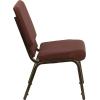 Flash Furniture HERCULES Series 18.5”W Stacking Church Chair in Black Patterned Fabric – Silver Vein Frame, 25″D x 19.25″W x 33.25″H(Brown Fabric/Gold Vein Frame)