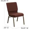 Flash Furniture HERCULES Series 18.5”W Stacking Church Chair in Black Patterned Fabric – Silver Vein Frame, 25″D x 19.25″W x 33.25″H(Brown Fabric/Gold Vein Frame)