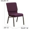 Flash Furniture HERCULES Series 18.5”W Stacking Church Chair in Black Patterned Fabric – Silver Vein Frame, 25″D x 19.25″W x 33.25″H(Plum Fabric/Gold Vein Frame)