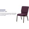 Flash Furniture HERCULES Series 18.5”W Stacking Church Chair in Black Patterned Fabric – Silver Vein Frame, 25″D x 19.25″W x 33.25″H(Plum Fabric/Gold Vein Frame)
