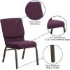 Flash Furniture HERCULES Series 18.5”W Stacking Church Chair in Black Patterned Fabric – Silver Vein Frame, 25″D x 19.25″W x 33.25″H(Plum Fabric/Gold Vein Frame)