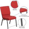 Flash Furniture HERCULES Series 18.5”W Stacking Church Chair in Black Patterned Fabric – Silver Vein Frame, 25″D x 19.25″W x 33.25″H(Red Fabric/Silver Vein Frame)