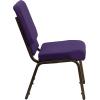 Flash Furniture HERCULES Series 18.5”W Stacking Church Chair in Black Patterned Fabric – Silver Vein Frame, 25″D x 19.25″W x 33.25″H(Royal Purple Fabric/Gold Vein Frame)