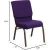 Flash Furniture HERCULES Series 18.5”W Stacking Church Chair in Black Patterned Fabric – Silver Vein Frame, 25″D x 19.25″W x 33.25″H(Royal Purple Fabric/Gold Vein Frame)