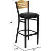 Flash Furniture HERCULES Series Black Slat Back Metal Restaurant Barstool – Natural Wood Back, Burgundy Vinyl Seat(Natural Wood Back/Black Vinyl Seat/Black Metal Frame)