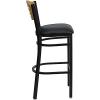 Flash Furniture HERCULES Series Black Slat Back Metal Restaurant Barstool – Natural Wood Back, Burgundy Vinyl Seat(Natural Wood Back/Black Vinyl Seat/Black Metal Frame)