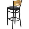 Flash Furniture HERCULES Series Black Slat Back Metal Restaurant Barstool – Natural Wood Back, Burgundy Vinyl Seat(Natural Wood Back/Black Vinyl Seat/Black Metal Frame)