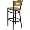 Flash Furniture HERCULES Series Black Slat Back Metal Restaurant Barstool – Natural Wood Back, Burgundy Vinyl Seat(Natural Wood Back/Natural Wood Seat/Black Metal Frame)