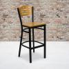 Flash Furniture HERCULES Series Black Slat Back Metal Restaurant Barstool – Natural Wood Back, Burgundy Vinyl Seat(Natural Wood Back/Natural Wood Seat/Black Metal Frame)