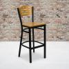Flash Furniture HERCULES Series Black Slat Back Metal Restaurant Barstool – Natural Wood Back, Burgundy Vinyl Seat(Natural Wood Back/Natural Wood Seat/Black Metal Frame)