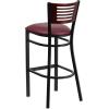 Flash Furniture HERCULES Series Black Slat Back Metal Restaurant Barstool – Walnut Wood Back & Seat (Pack of 1)(Mahogany Wood Back/Burgundy Vinyl Seat/Black Metal Frame)