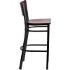Flash Furniture HERCULES Series Black Slat Back Metal Restaurant Barstool – Walnut Wood Back & Seat (Pack of 1)(Mahogany Wood Back/Mahogany Wood Seat/Black Metal Frame)