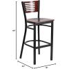 Flash Furniture HERCULES Series Black Slat Back Metal Restaurant Barstool – Walnut Wood Back & Seat (Pack of 1)(Mahogany Wood Back/Mahogany Wood Seat/Black Metal Frame)