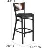 Flash Furniture HERCULES Series Black Slat Back Metal Restaurant Barstool – Walnut Wood Back & Seat (Pack of 1)(Walnut Wood Back/Black Vinyl Seat/Black Metal Frame)