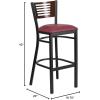Flash Furniture HERCULES Series Black Slat Back Metal Restaurant Barstool – Walnut Wood Back & Seat (Pack of 1)(Walnut Wood Back/Burgundy Vinyl Seat/Black Metal Frame)