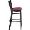 Flash Furniture HERCULES Series Black Slat Back Metal Restaurant Barstool – Walnut Wood Back & Seat (Pack of 1)(Walnut Wood Back/Burgundy Vinyl Seat/Black Metal Frame)