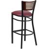 Flash Furniture HERCULES Series Black Slat Back Metal Restaurant Barstool – Walnut Wood Back & Seat (Pack of 1)(Walnut Wood Back/Burgundy Vinyl Seat/Black Metal Frame)
