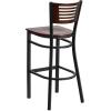 Flash Furniture HERCULES Series Black Slat Back Metal Restaurant Barstool – Walnut Wood Back & Seat (Pack of 1)(Walnut Wood Back/Walnut Wood Seat/Black Metal Frame)