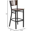 Flash Furniture HERCULES Series Black Slat Back Metal Restaurant Barstool – Walnut Wood Back & Seat (Pack of 1)(Walnut Wood Back/Walnut Wood Seat/Black Metal Frame)