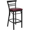 Flash Furniture HERCULES Series Black Two-Slat Ladder Back Metal Restaurant Barstool – Burgundy Vinyl Seat (Pack of 1)