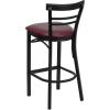 Flash Furniture HERCULES Series Black Two-Slat Ladder Back Metal Restaurant Barstool – Burgundy Vinyl Seat (Pack of 1)