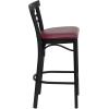Flash Furniture HERCULES Series Black Two-Slat Ladder Back Metal Restaurant Barstool – Burgundy Vinyl Seat (Pack of 1)