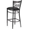 Flash Furniture HERCULES Series Clear Coated ”X” Back Metal Restaurant Barstool – Black Vinyl Seat(Black Vinyl Seat/Clear Coated Metal Frame)