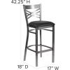 Flash Furniture HERCULES Series Clear Coated ”X” Back Metal Restaurant Barstool – Black Vinyl Seat(Black Vinyl Seat/Clear Coated Metal Frame)