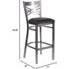 Flash Furniture HERCULES Series Clear Coated ”X” Back Metal Restaurant Barstool – Black Vinyl Seat(Mahogany Wood Seat/Clear Coated Metal Frame)