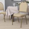 Flash Furniture HERCULES Series Dome Back Stacking Banquet Chair in Navy Patterned Fabric – Gold Frame(Beige Patterned Fabric/Gold Frame)
