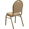 Flash Furniture HERCULES Series Dome Back Stacking Banquet Chair in Navy Patterned Fabric – Gold Frame(Beige Patterned Fabric/Gold Frame)