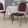 Flash Furniture HERCULES Series Dome Back Stacking Banquet Chair in Navy Patterned Fabric – Gold Frame(Burgundy Diamond Patterned/Gold)