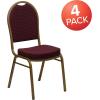 Flash Furniture HERCULES Series Dome Back Stacking Banquet Chair in Navy Patterned Fabric – Gold Frame(Burgundy Patterned Fabric/Gold Frame)