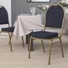 Flash Furniture HERCULES Series Dome Back Stacking Banquet Chair in Navy Patterned Fabric – Gold Frame(Navy Patterned Fabric/Gold Frame)