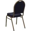 Flash Furniture HERCULES Series Dome Back Stacking Banquet Chair in Navy Patterned Fabric – Gold Frame(Navy Patterned Fabric/Gold Frame)